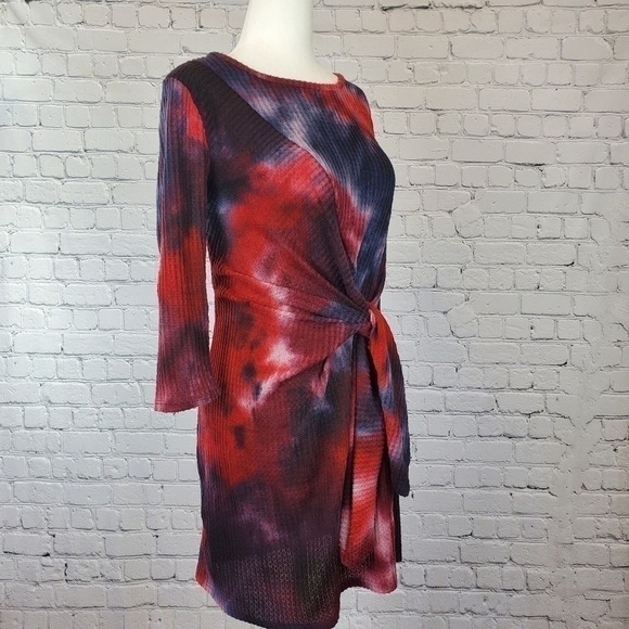 BAILEY Blue Tie Dye Printed Knot Front Dress sz. M - Picture 4 of 9